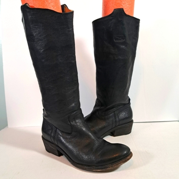 Frye 77207 Carson Tab Tall Western Boots Black SZ 6B - Picture 1 of 15